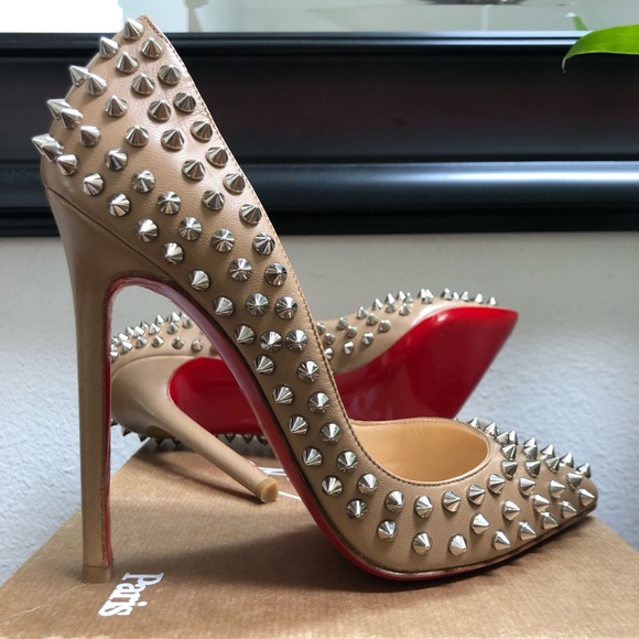 Christian Louboutin NUDE ORIGINAL PRE-2013 PIGALLE SPIKES 120 PUMPS Heels - Picture 3 of 11